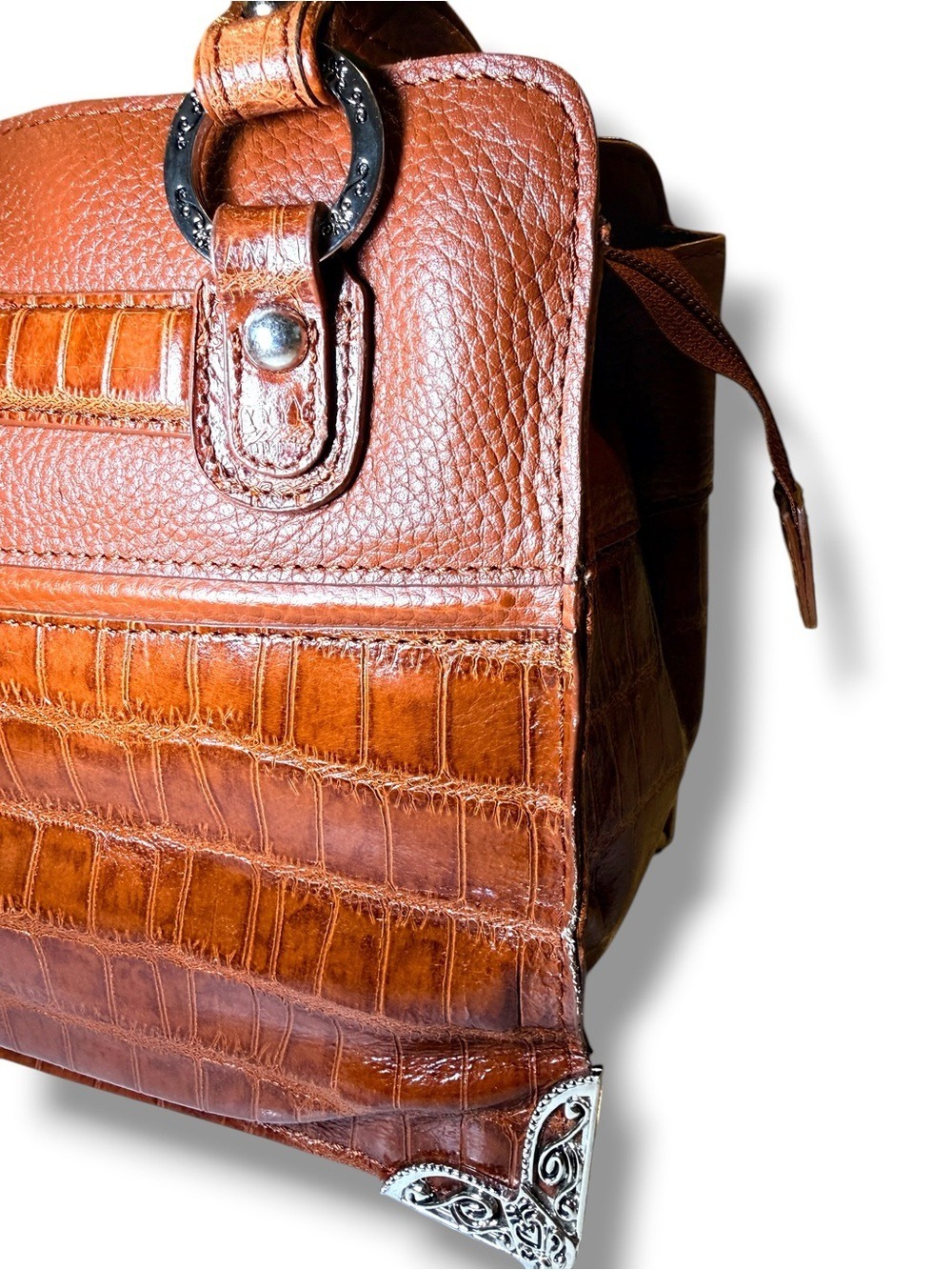 Marc Chantal Vintage Western Shoulder Bag Cognac Leather Heart Charm - Picture 4 of 12